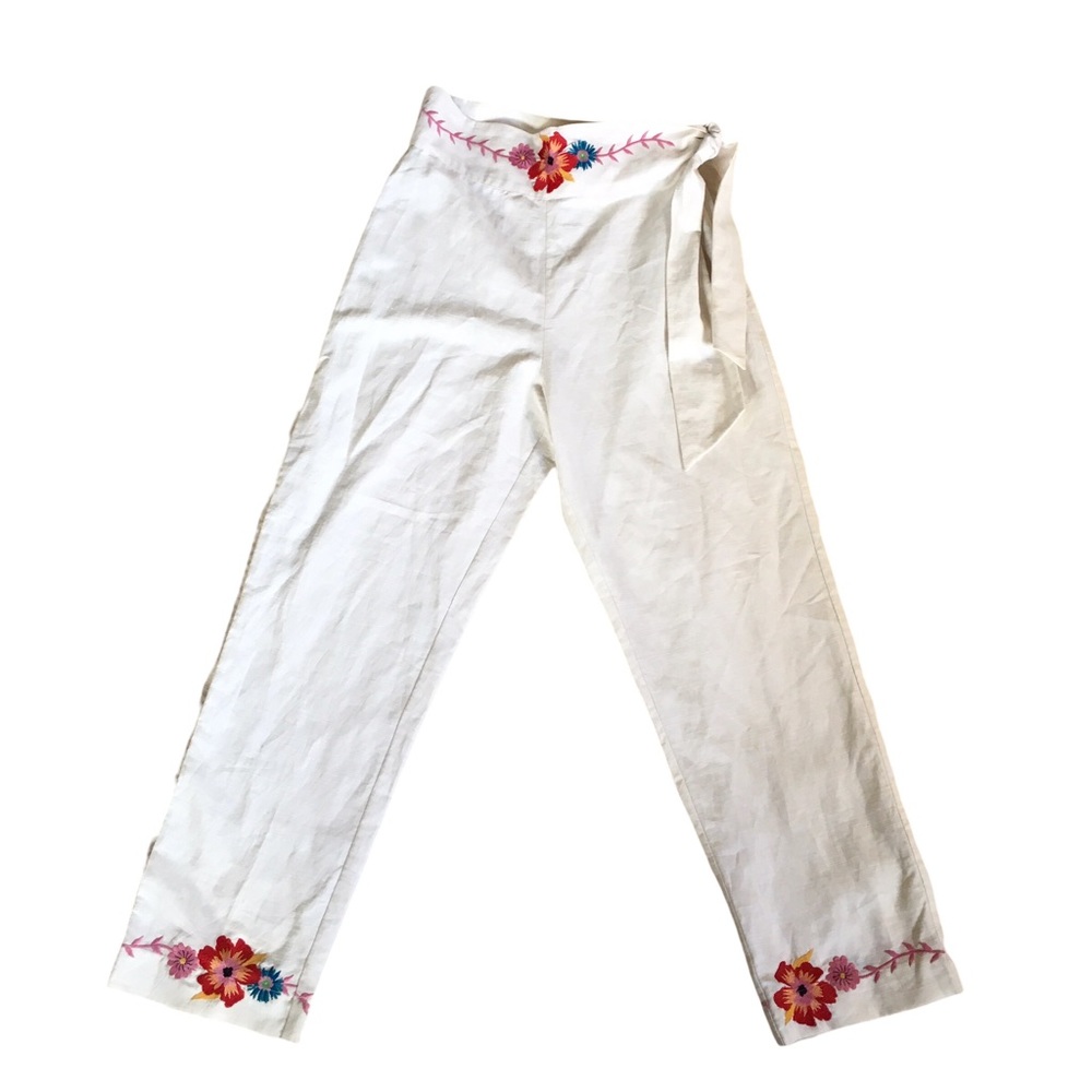 Carolina K Cotton Linen Embroidered Pants NWT size XS